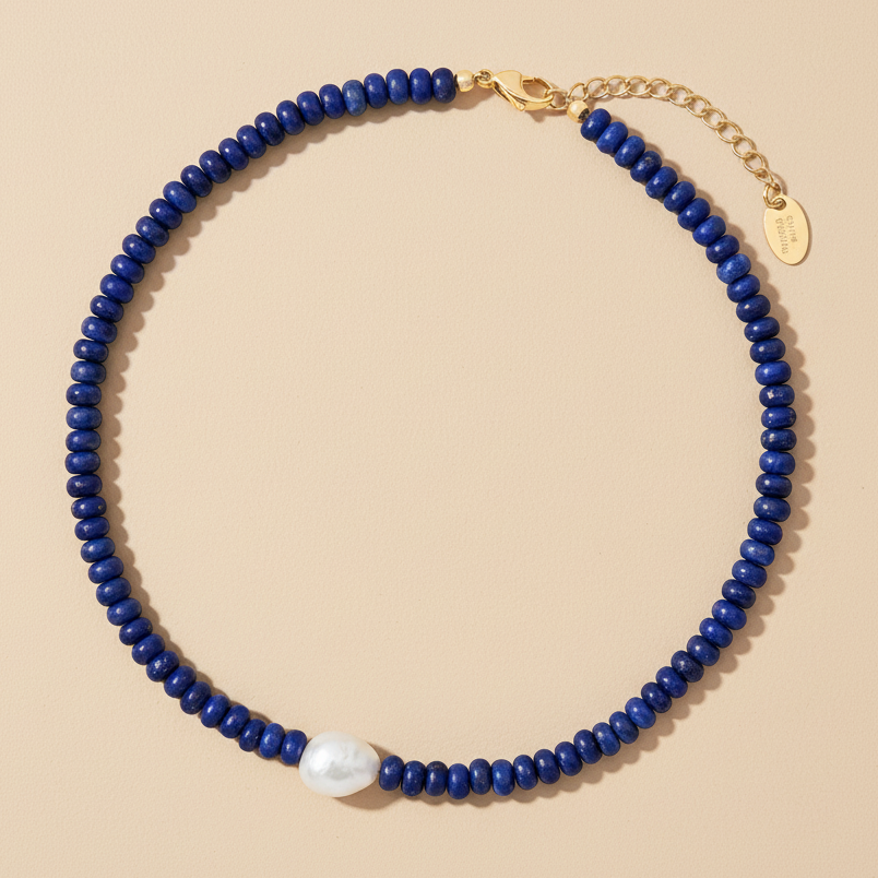 Collier de perles Lapis de minuit