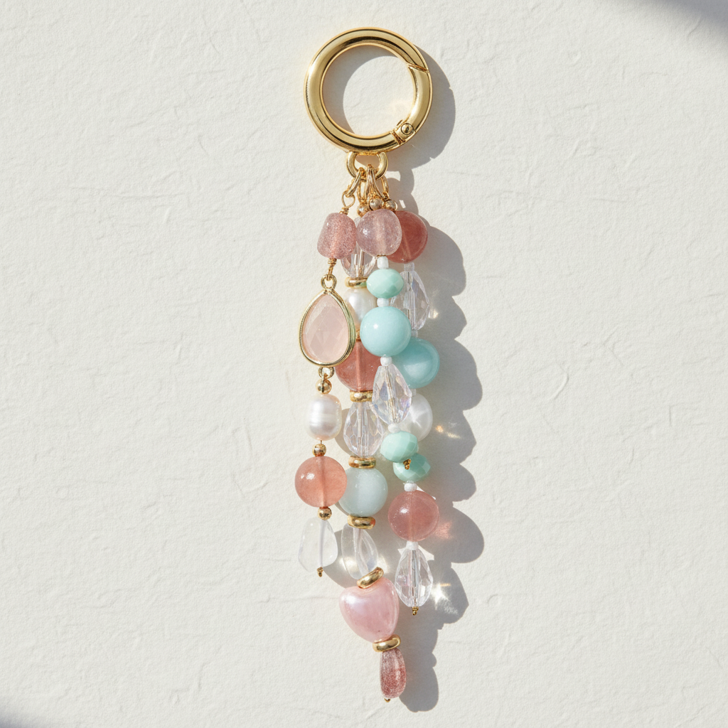 Charm de sac Harmonie en Quartz Rose