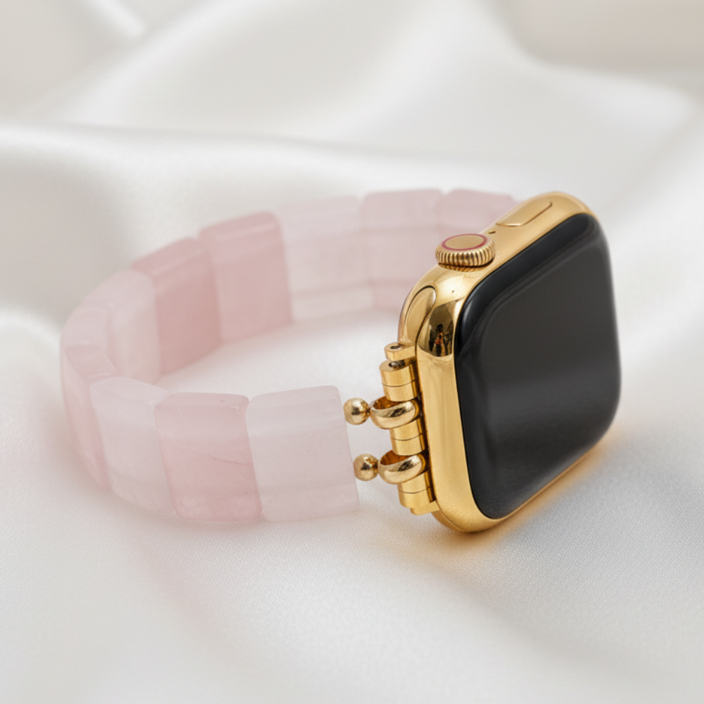 Bracelet extensible en quartz couleur rose pour Apple Watch