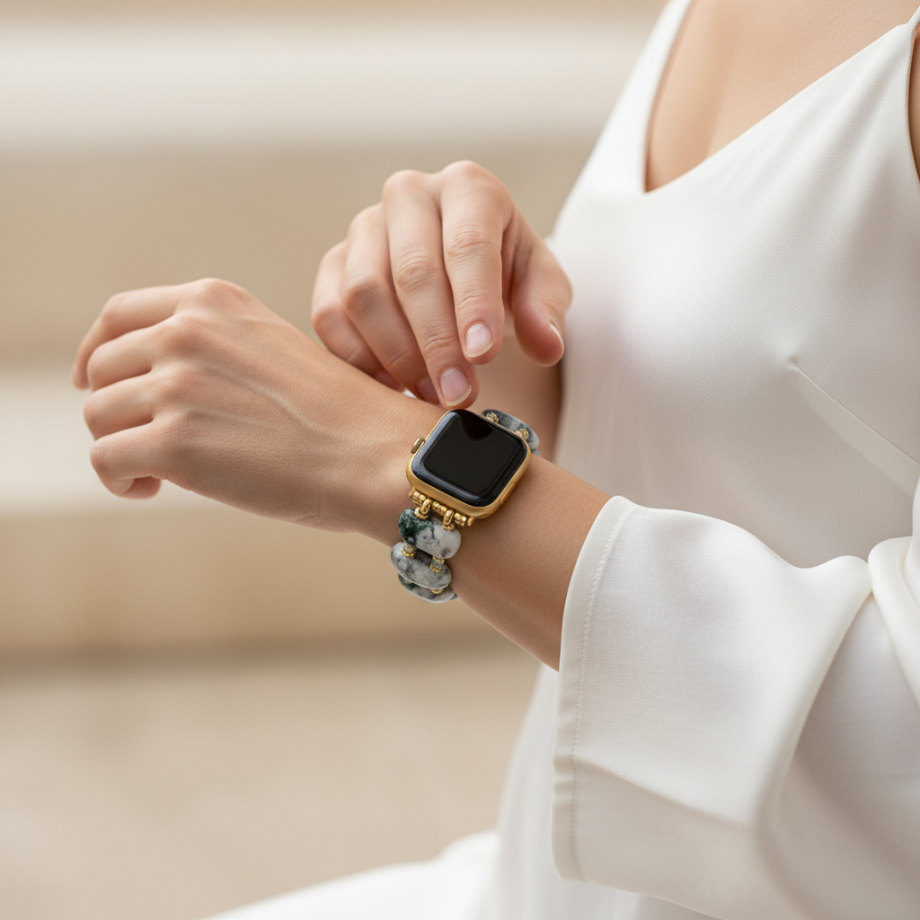 Bracelet extensible en agate forestière pour Apple Watch