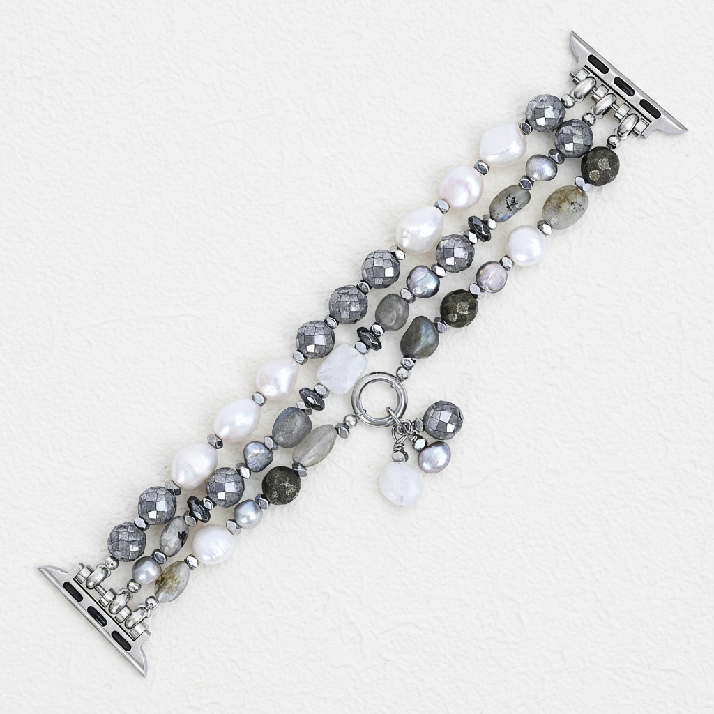 Bracelet extensible perle luxe lunaire pour Apple Watch