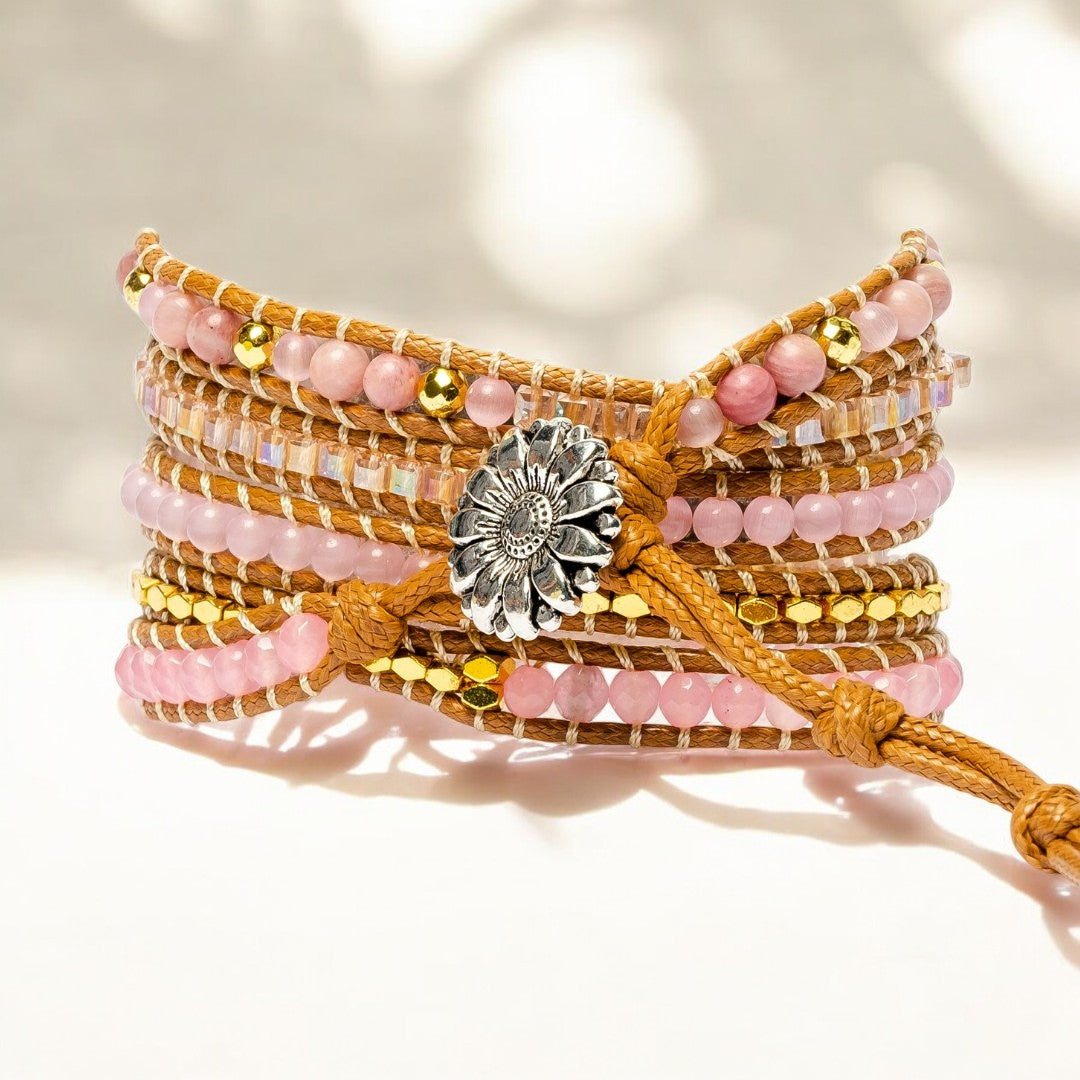Bracelet en Quartz Rose Doré