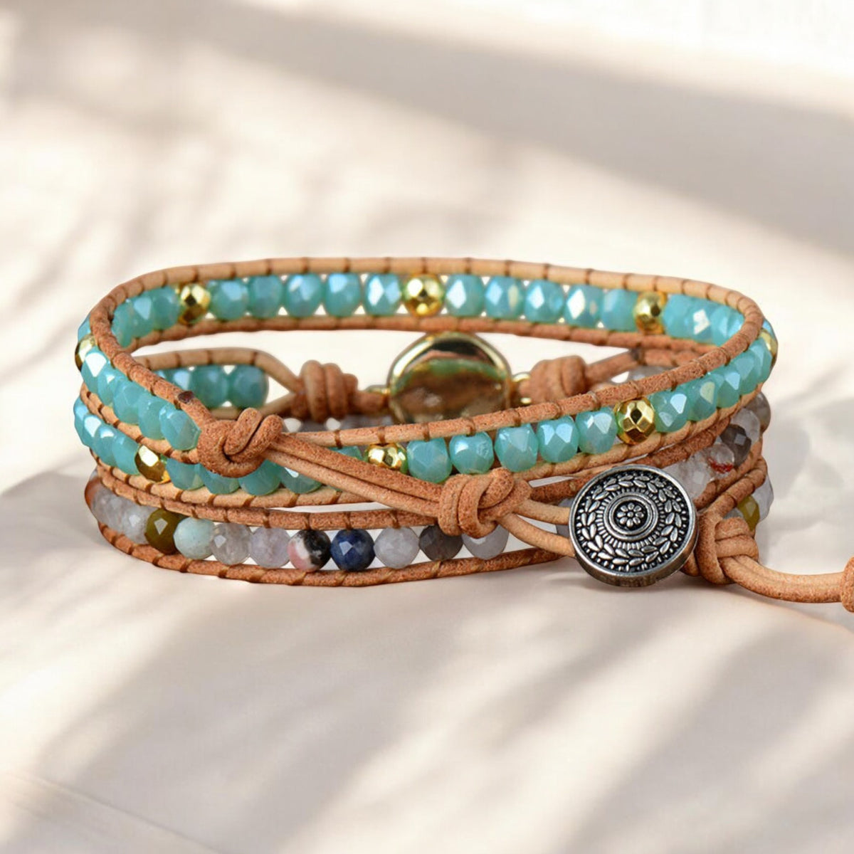 Bracelet enveloppant de protection en opale de guérison