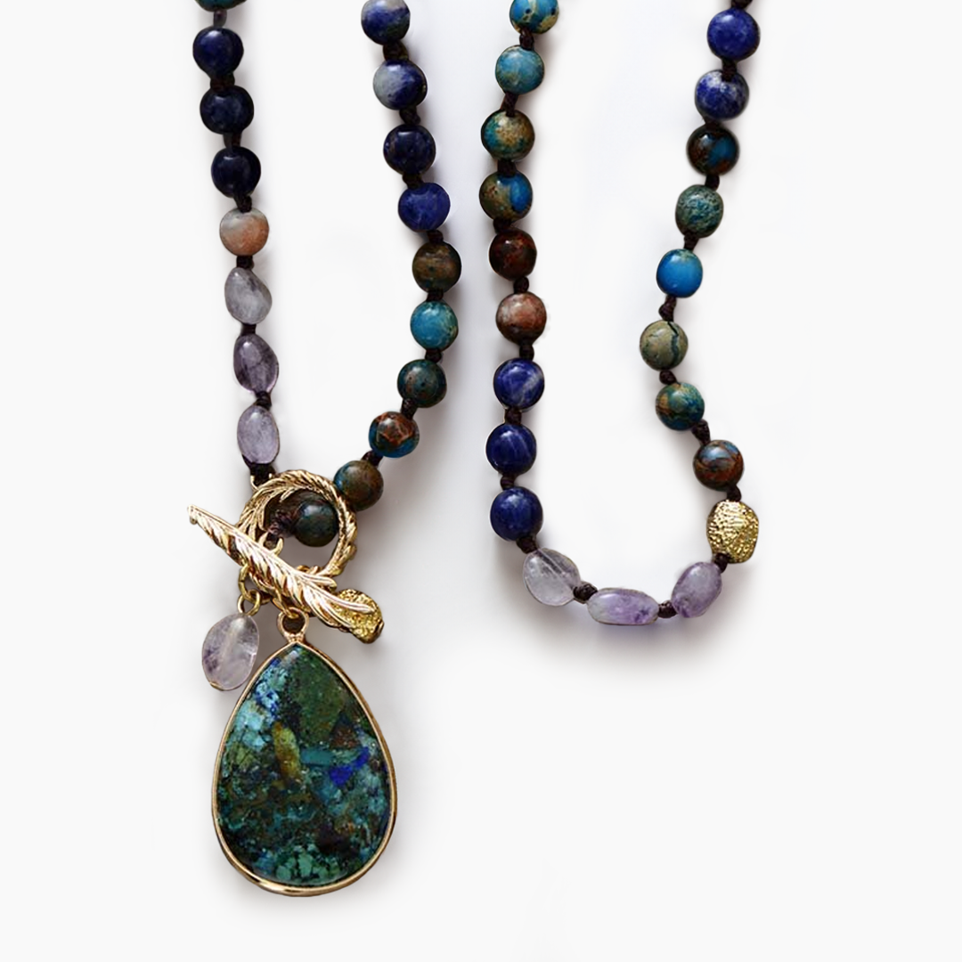 Collier pendentif goutte d'améthyste guérisseuse