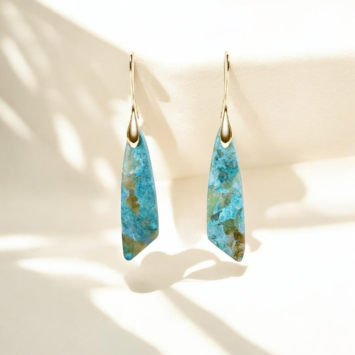 Boucles d'oreilles à crochet en amazonite céleste