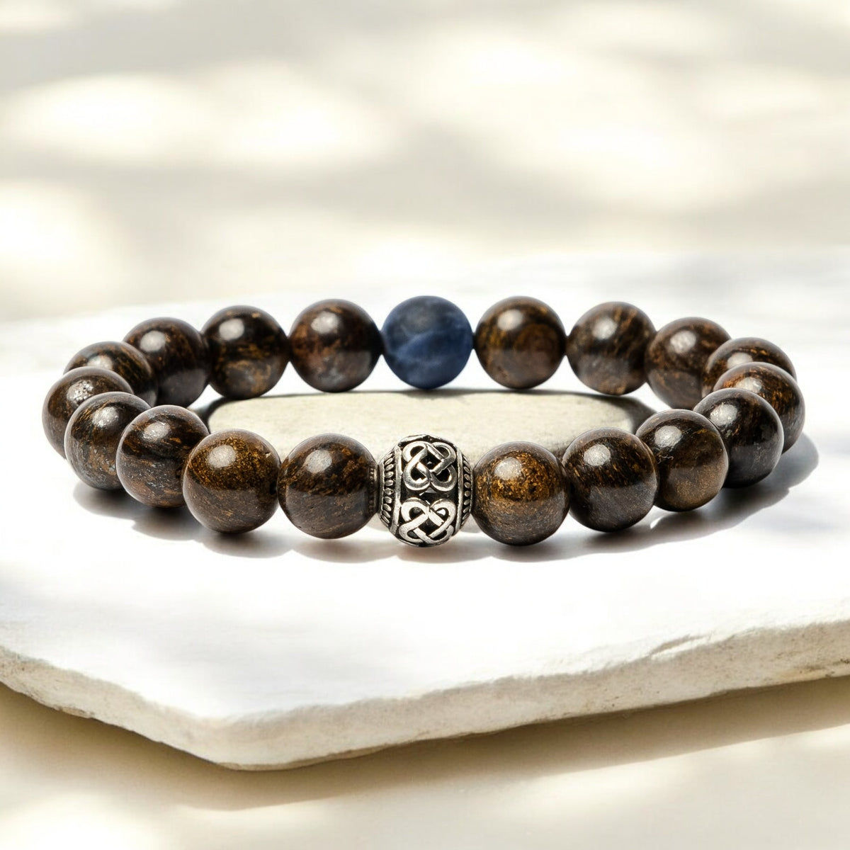 Bracelet tibétain en bronzite pour homme