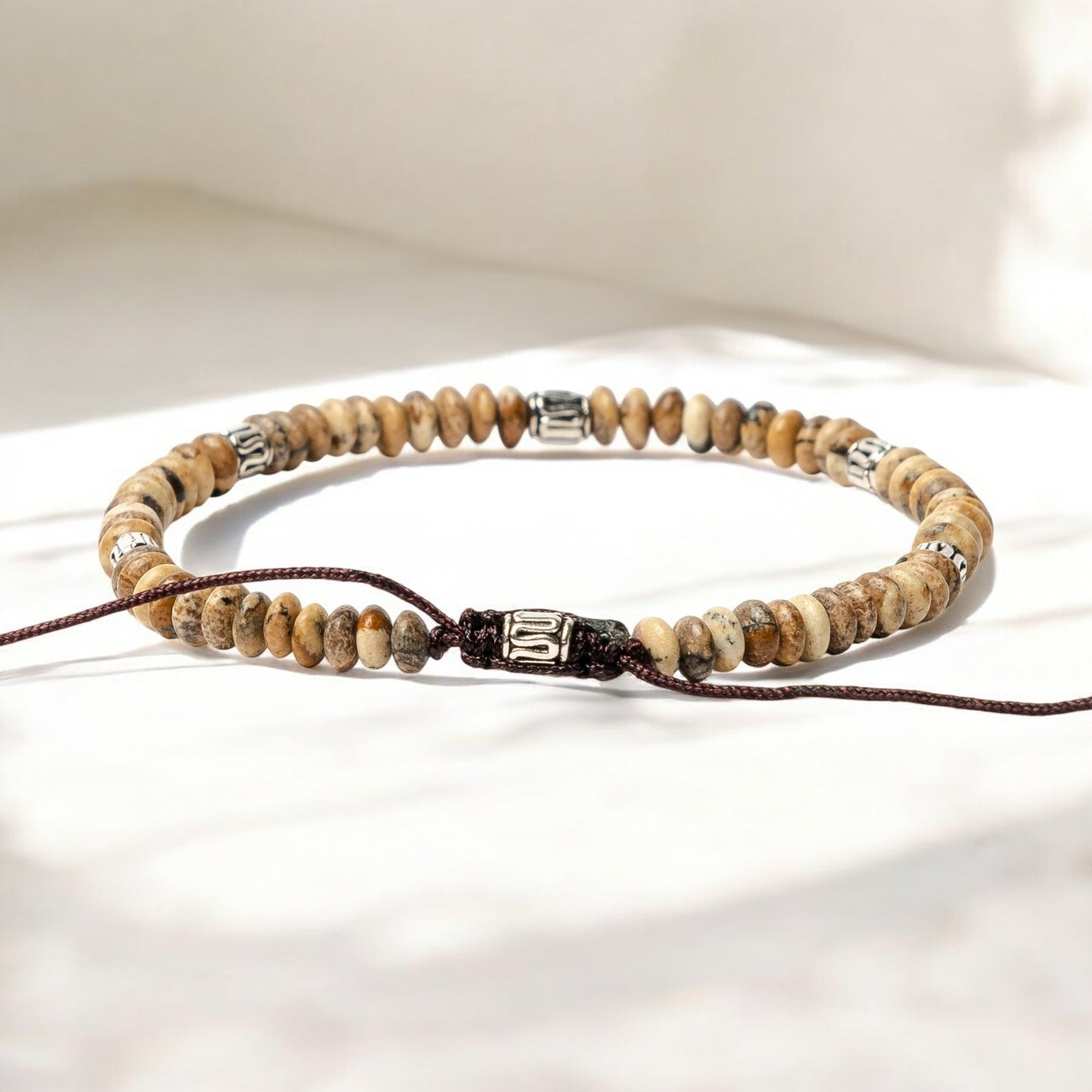 Bracelet en jaspe tibétain pour homme