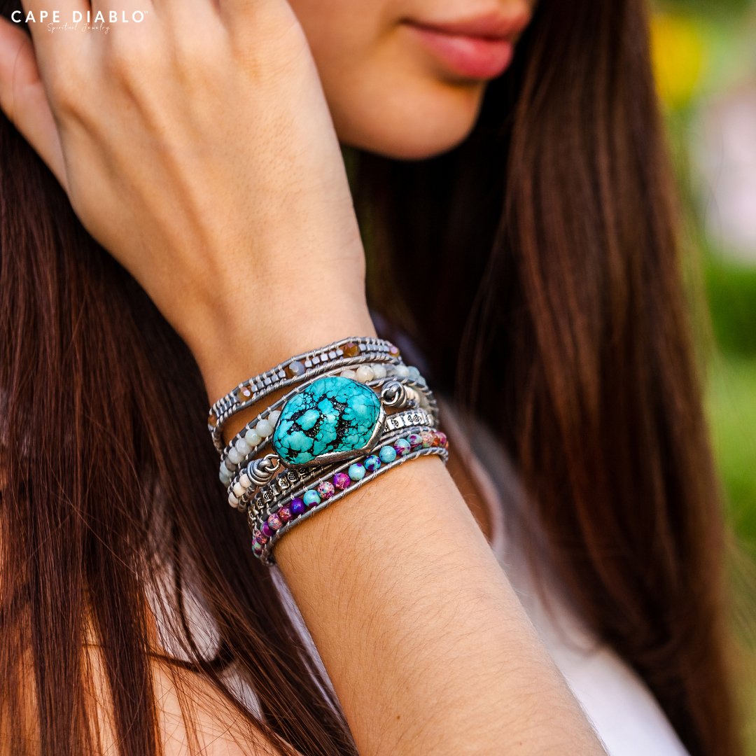 Healing Turquoise Protection Wrap Bracelet - Cape Diablo