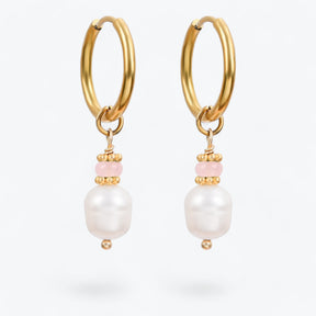 Boucles d'oreilles créoles en perles et agates Golden Grace