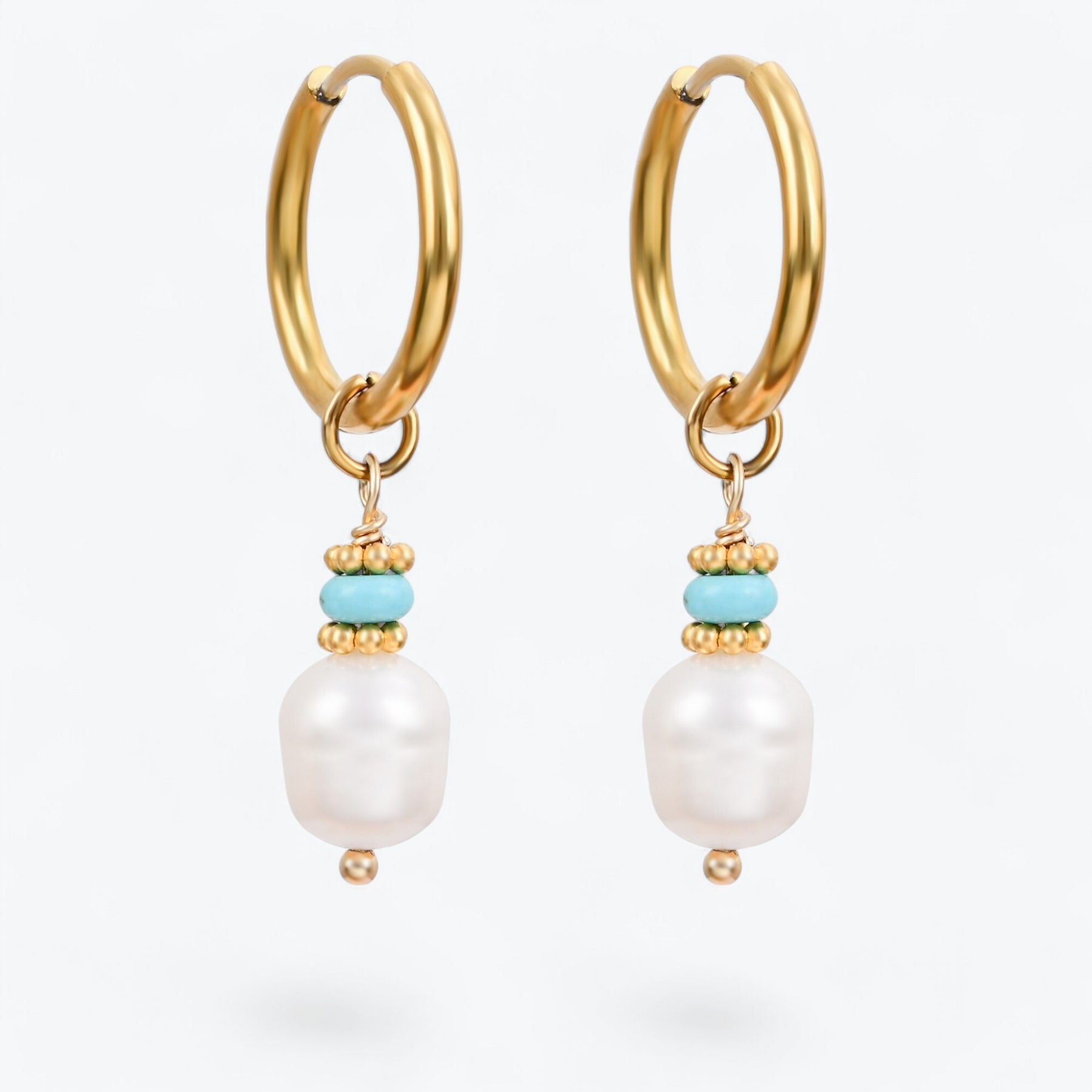 Boucles d'oreilles créoles en perles et agates Golden Grace