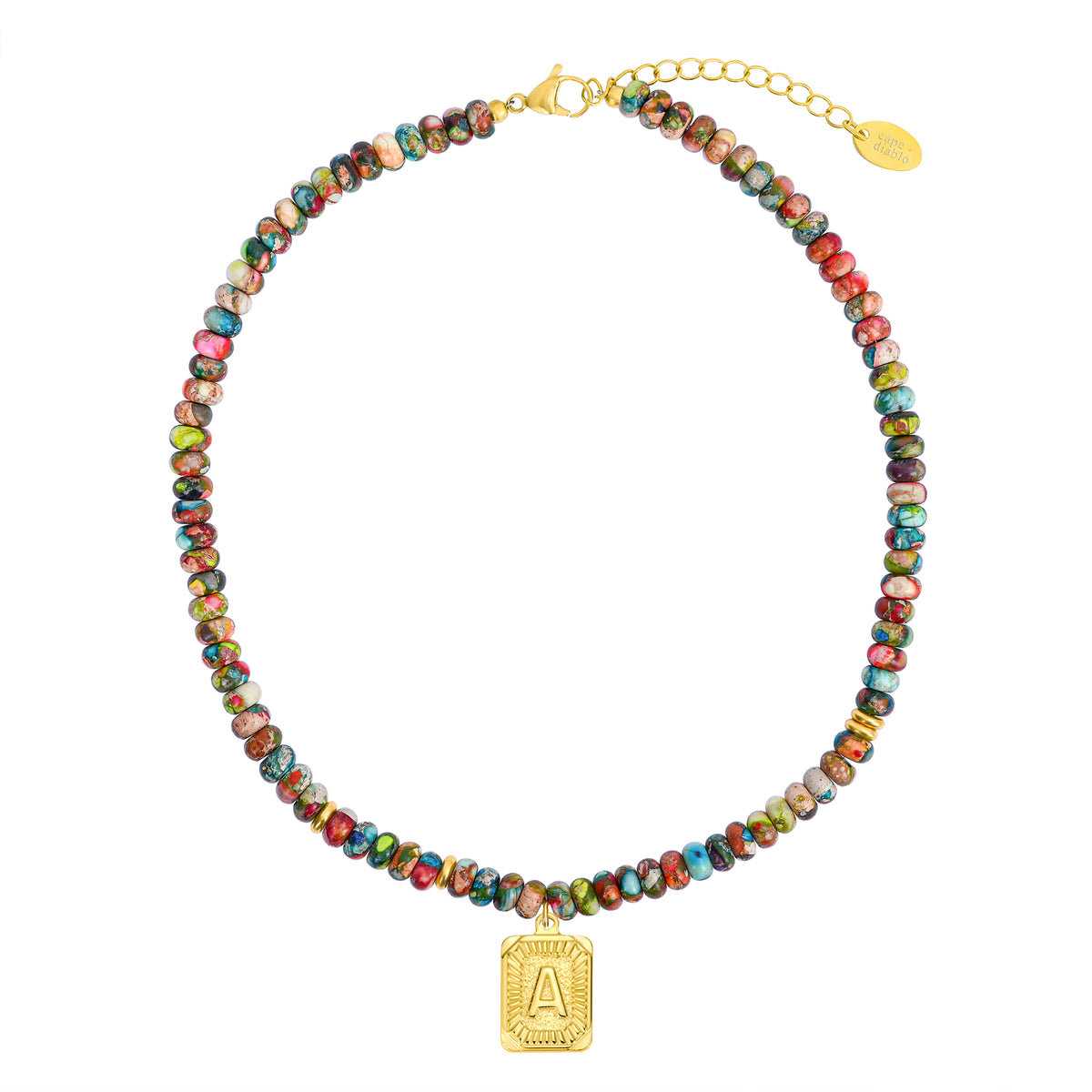 Collier lettre en jaspe impérial bleu