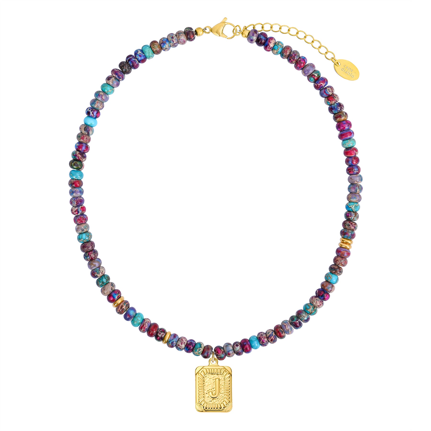 Collier lettre en jaspe impérial bleu