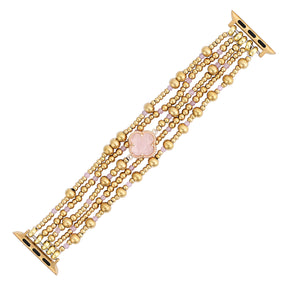 Bracelet Élastique Élégance en Quartz Rose Enchanté Apple Watch