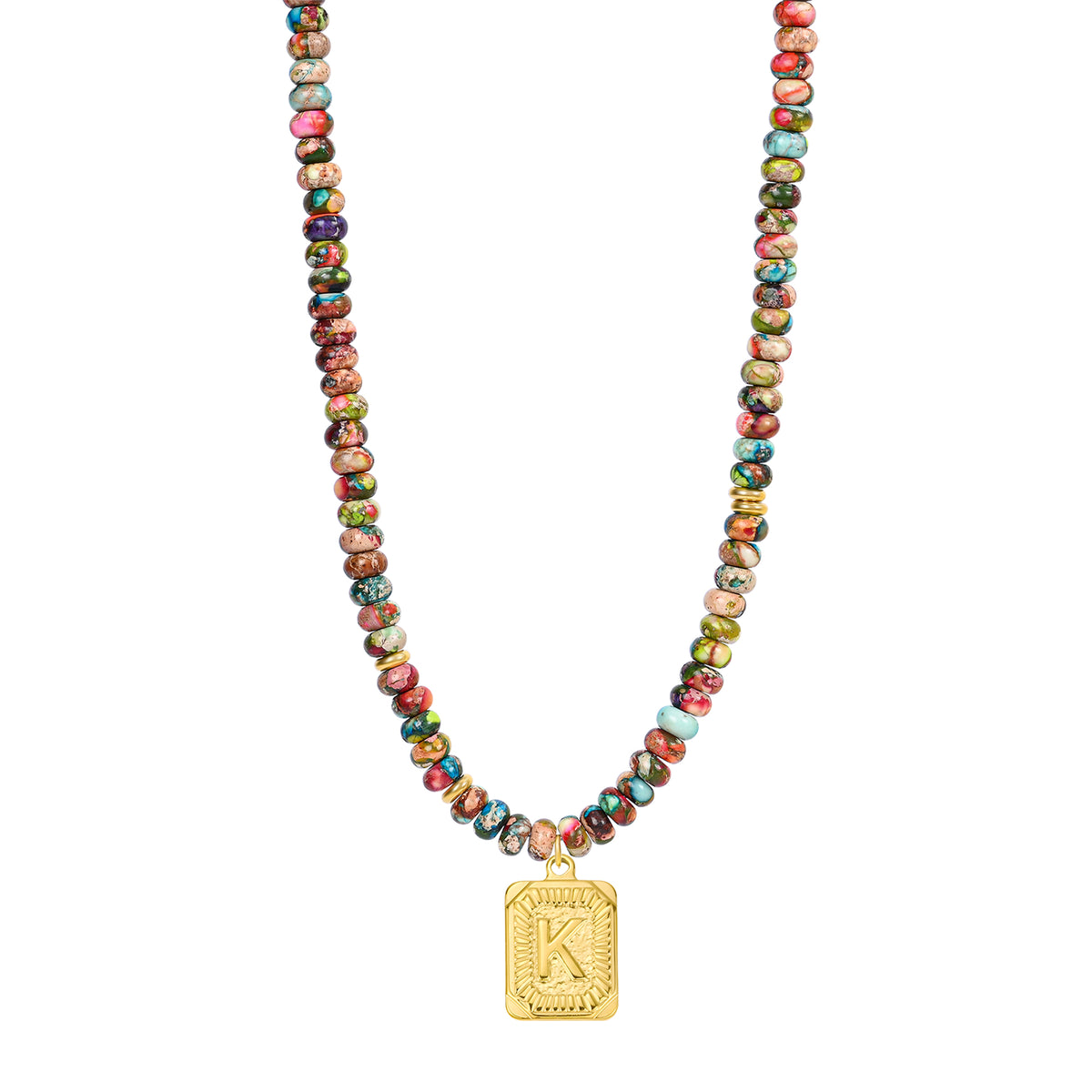 Collier lettre en jaspe impérial bleu