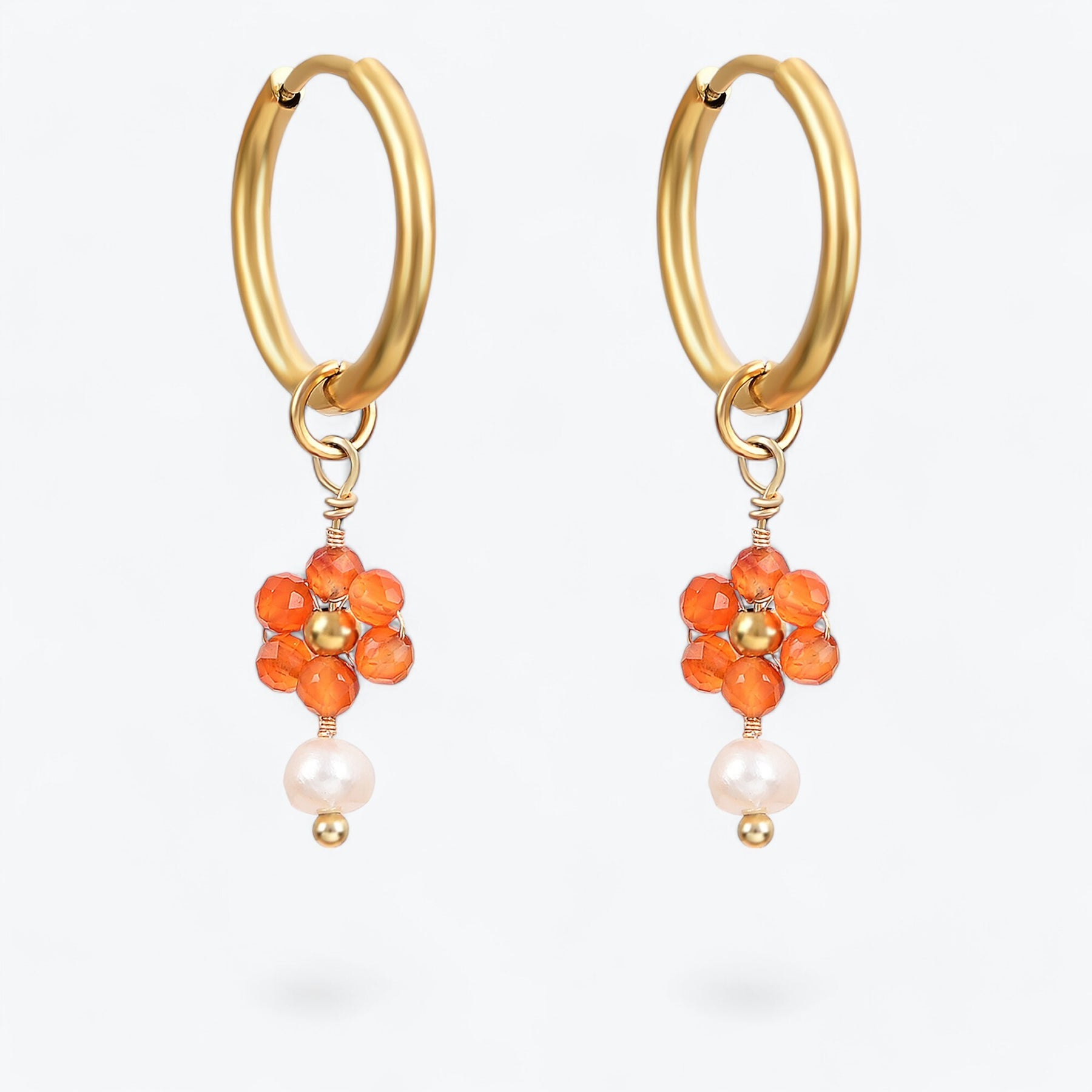 Boucles d'oreilles créoles en perles et agates Golden Grace