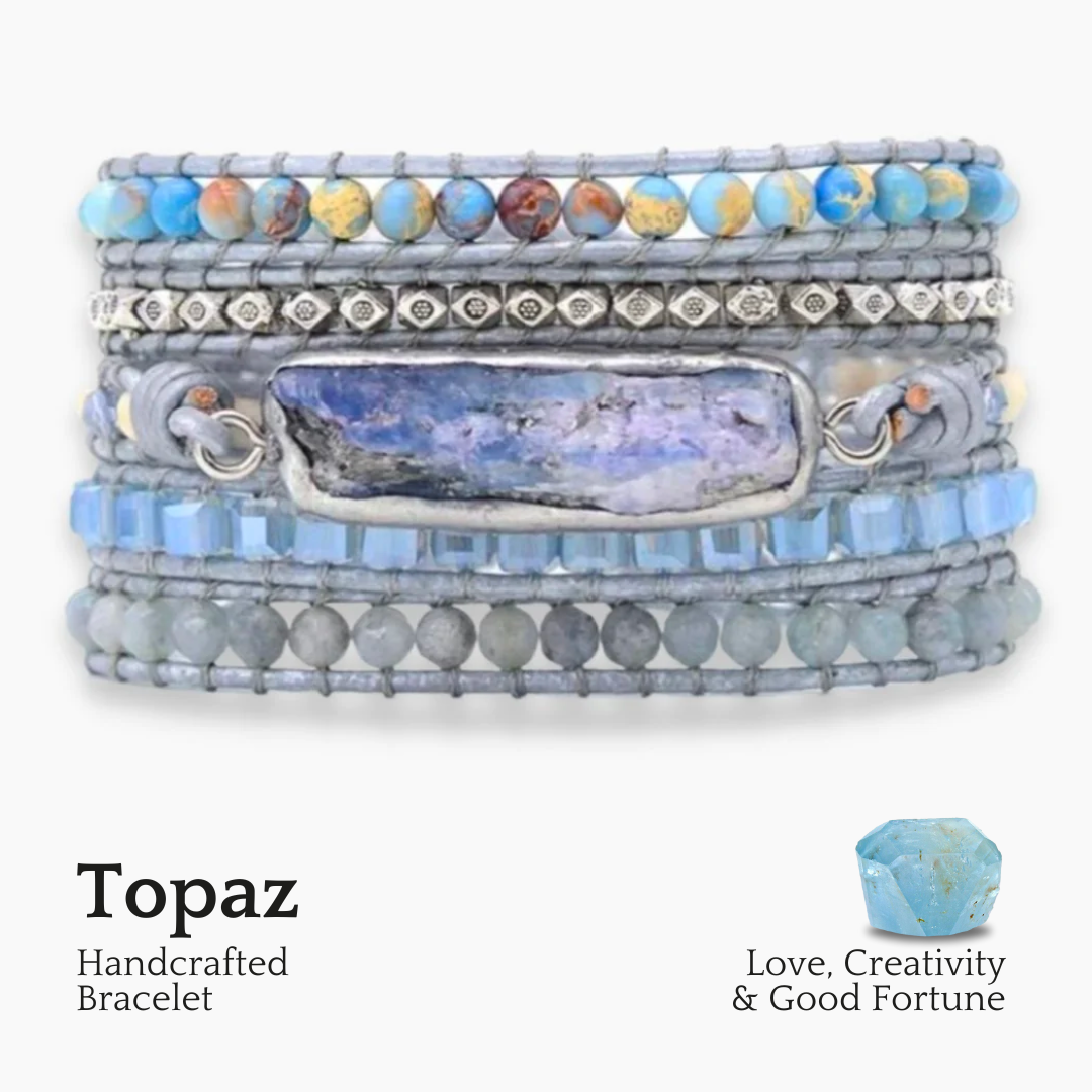 Bracelet enveloppant en argent Reine Topaze de guérison