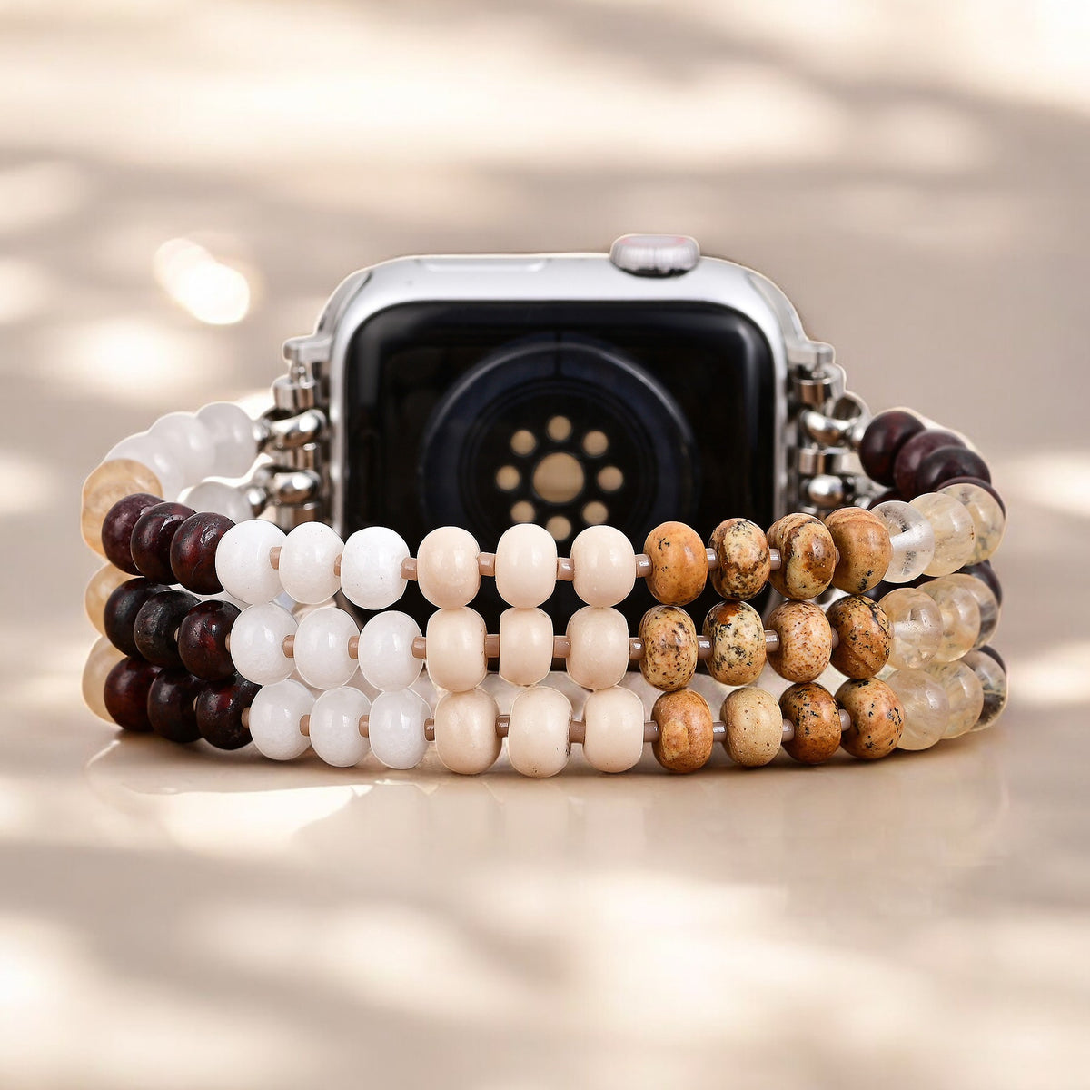 Bracelet en pierre de sable doré extensible Apple Watch
