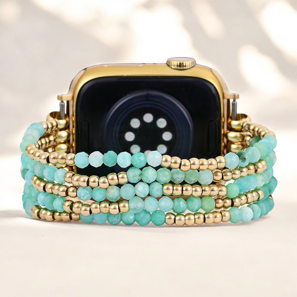 Bracelet extensible en amazonite lumineuse pour Apple Watch