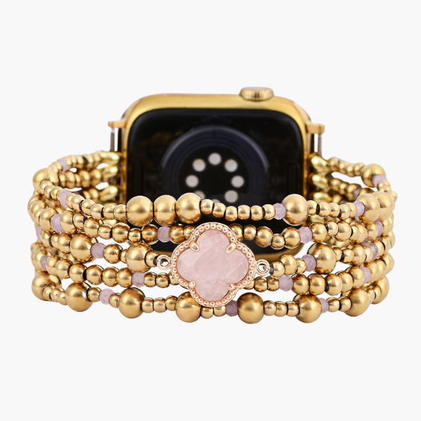 Bracelet extensible Élégance Quartz Rose Enchanté Apple Watch