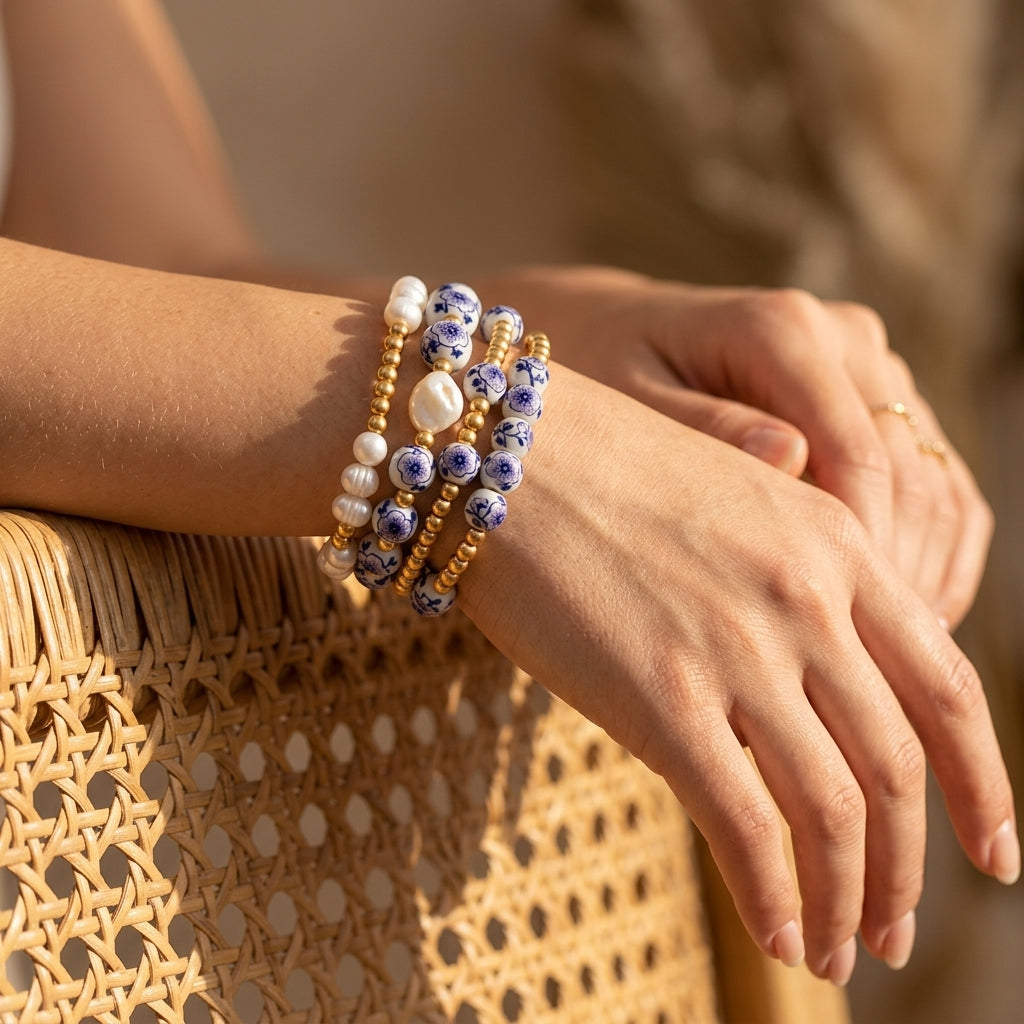 Ensemble de bracelets Porcelain Garden Lavender Bloom