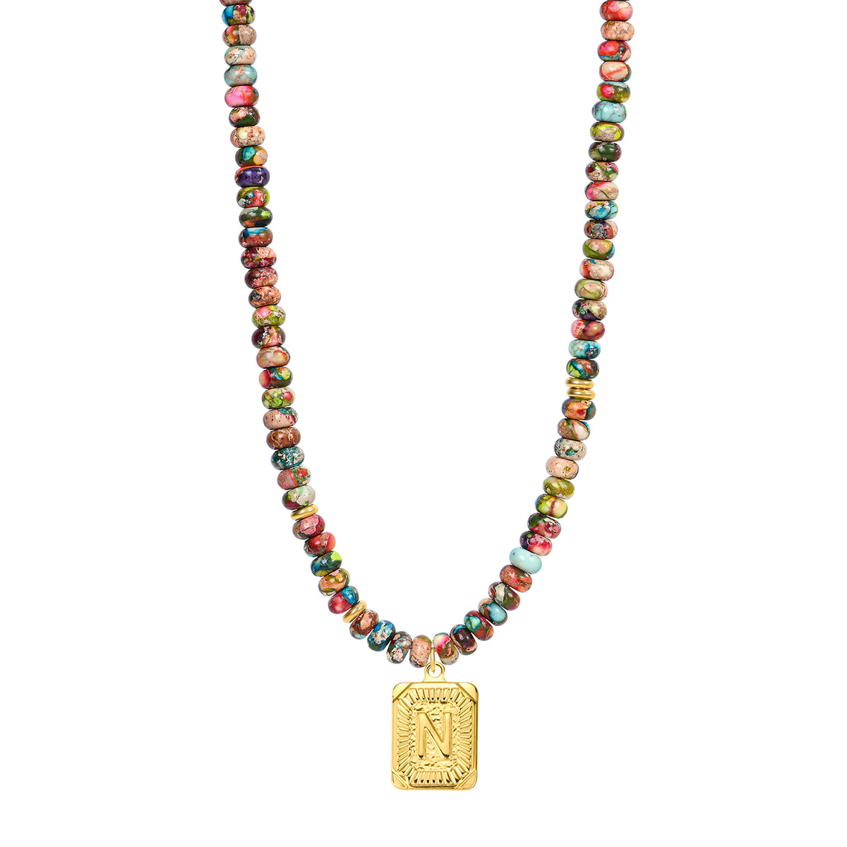 Collier lettre en jaspe impérial bleu
