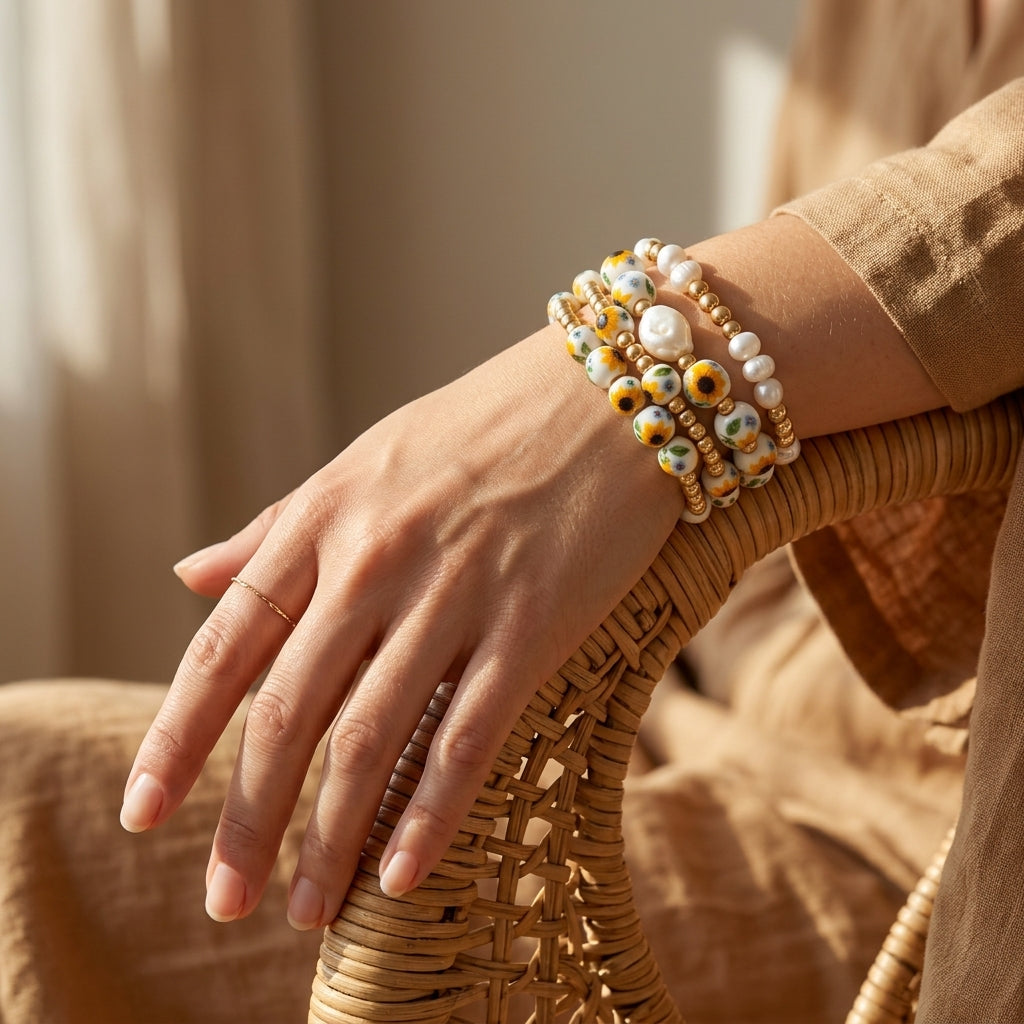 Ensemble de bracelets Porcelain Garden Sunlit Bloom