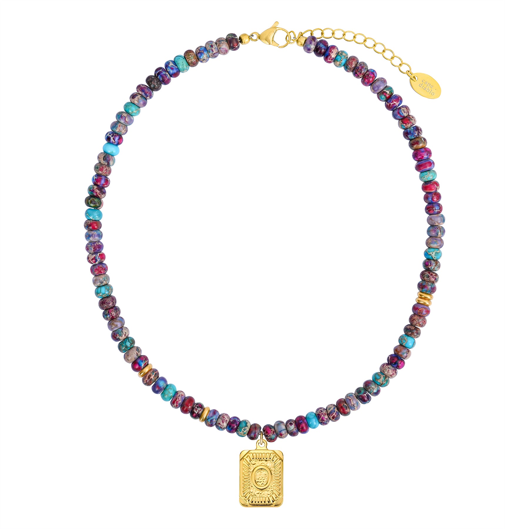 Collier lettre en jaspe impérial bleu