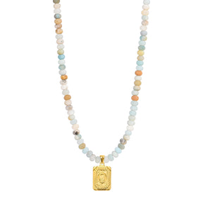 Collier pendentif lettre initiale en amazonite