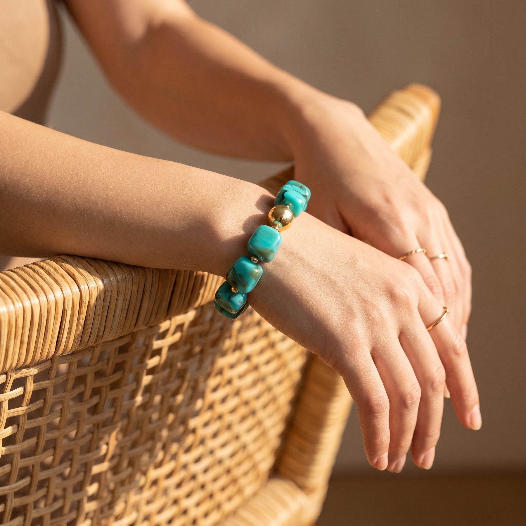 Bracelet turquoise Haven à grosses mailles
