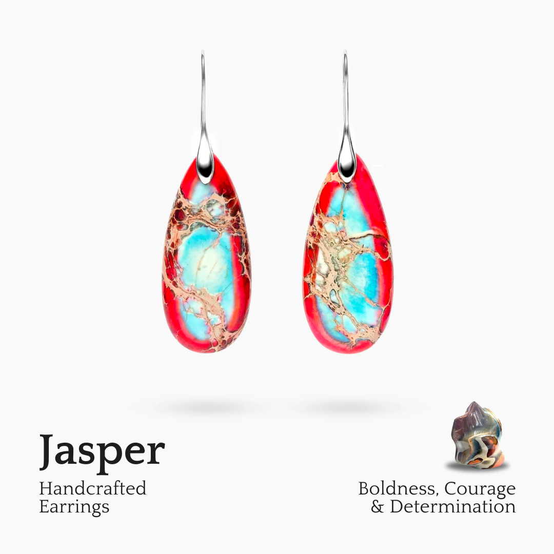 Boucles d'oreilles en forme de larme en jaspe impérial