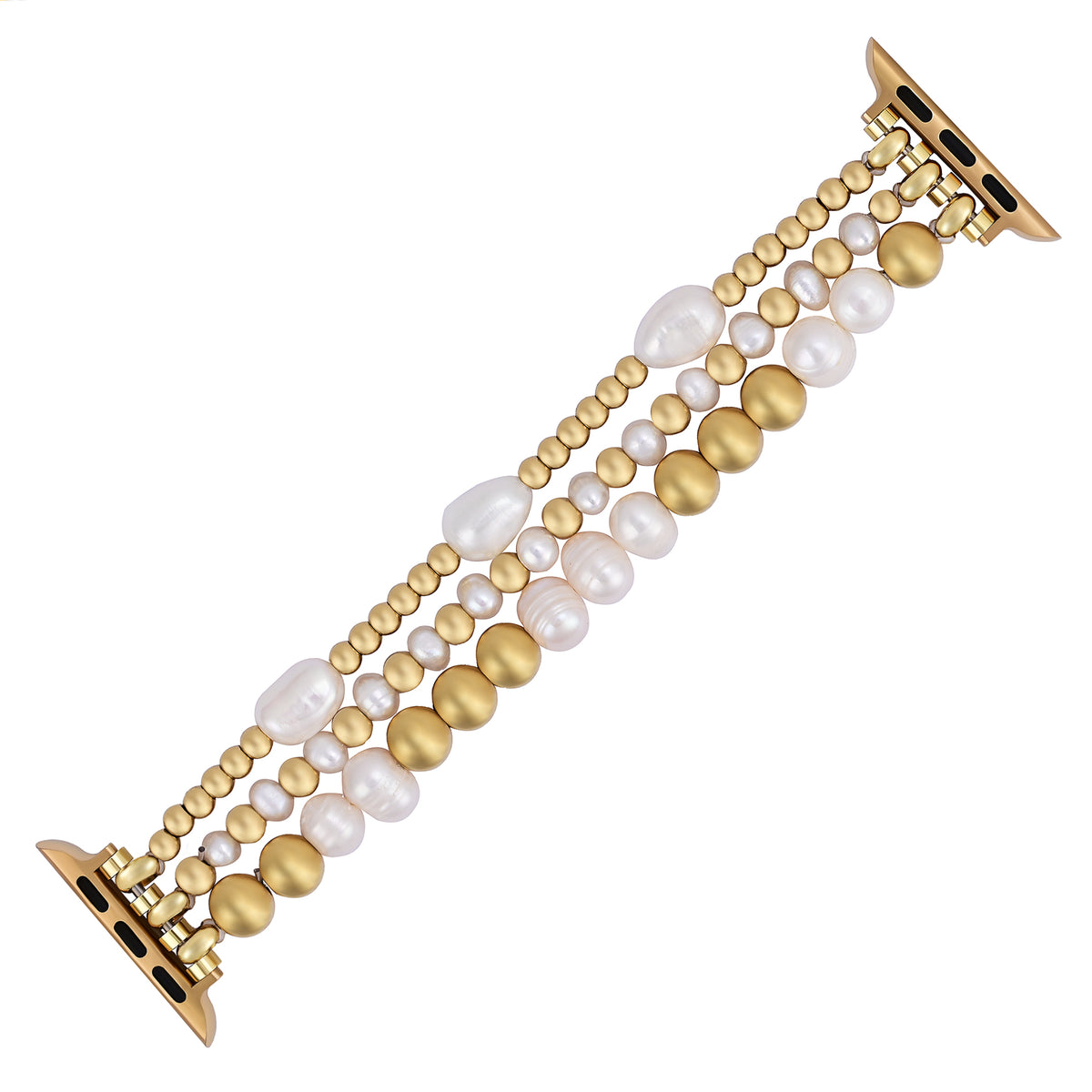 Bracelet extensible Apple Watch en perles d'eau douce dorées