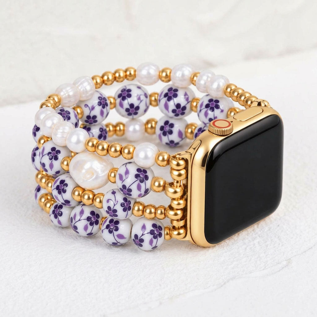 Bracelet Apple Watch Porcelain Garden Violet Bloom