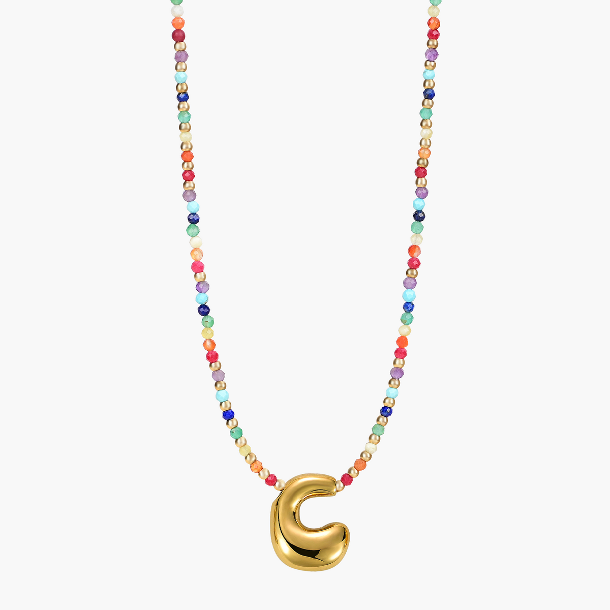 Collier Initial Bulle Arc-en-ciel