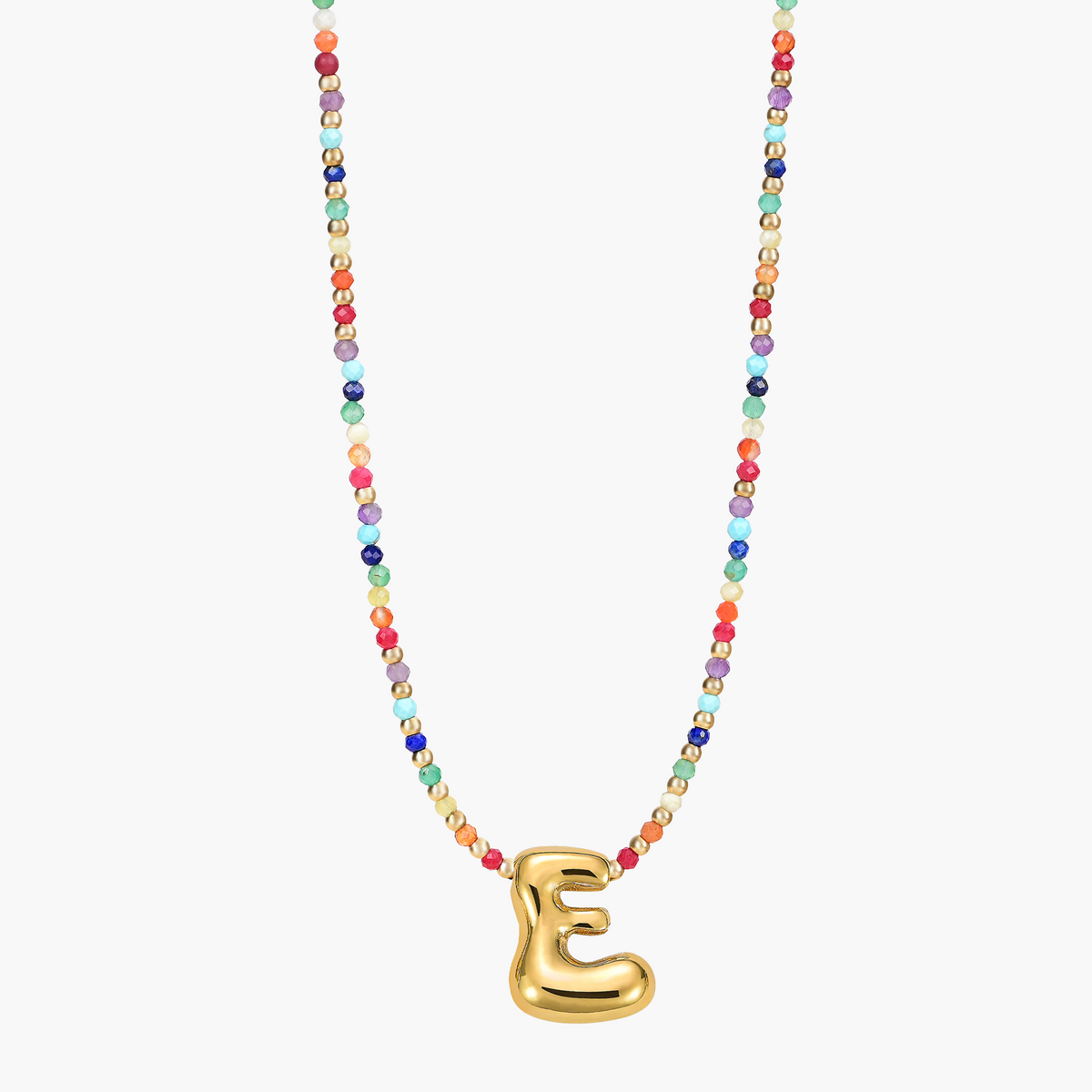 Collier Initial Bulle Arc-en-ciel