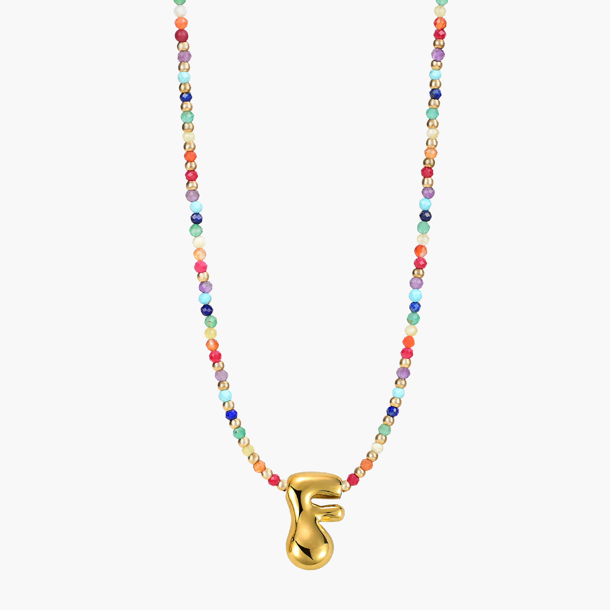 Collier Initial Bulle Arc-en-ciel