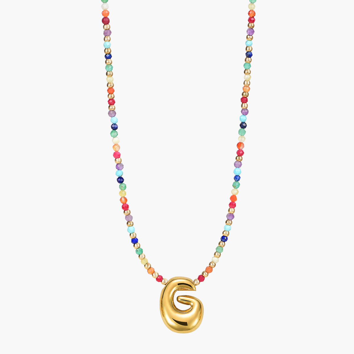 Collier Initial Bulle Arc-en-ciel