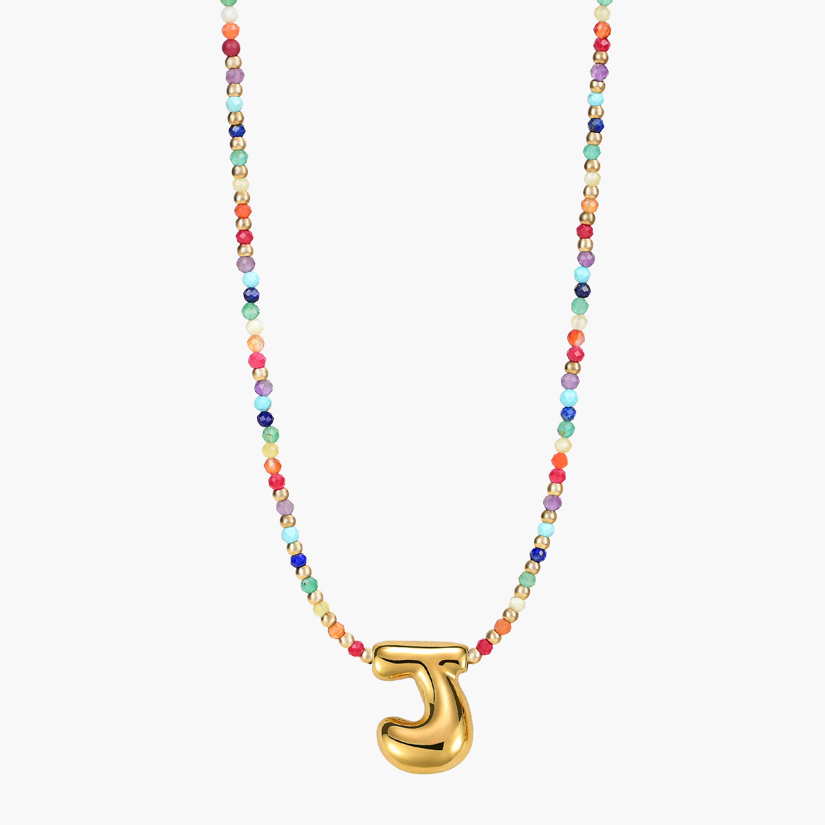 Collier Initial Bulle Arc-en-ciel