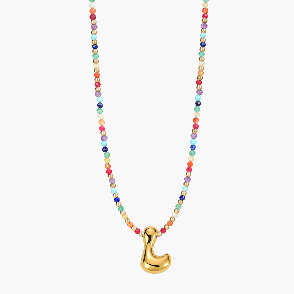 Collier Initial Bulle Arc-en-ciel