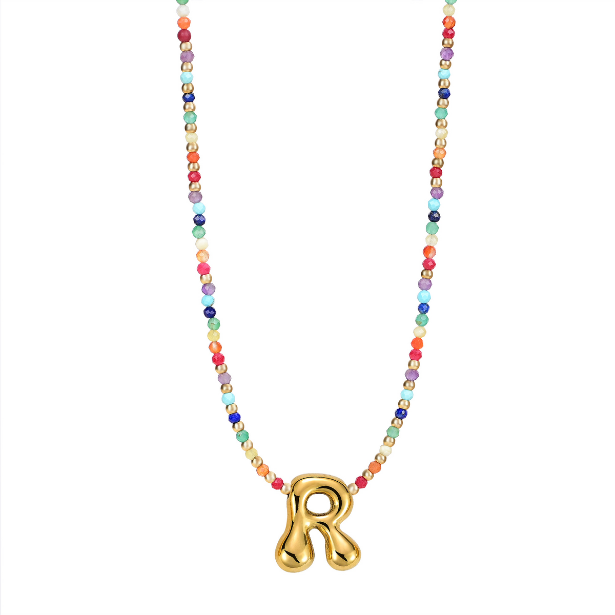 Collier Initial Bulle Arc-en-ciel