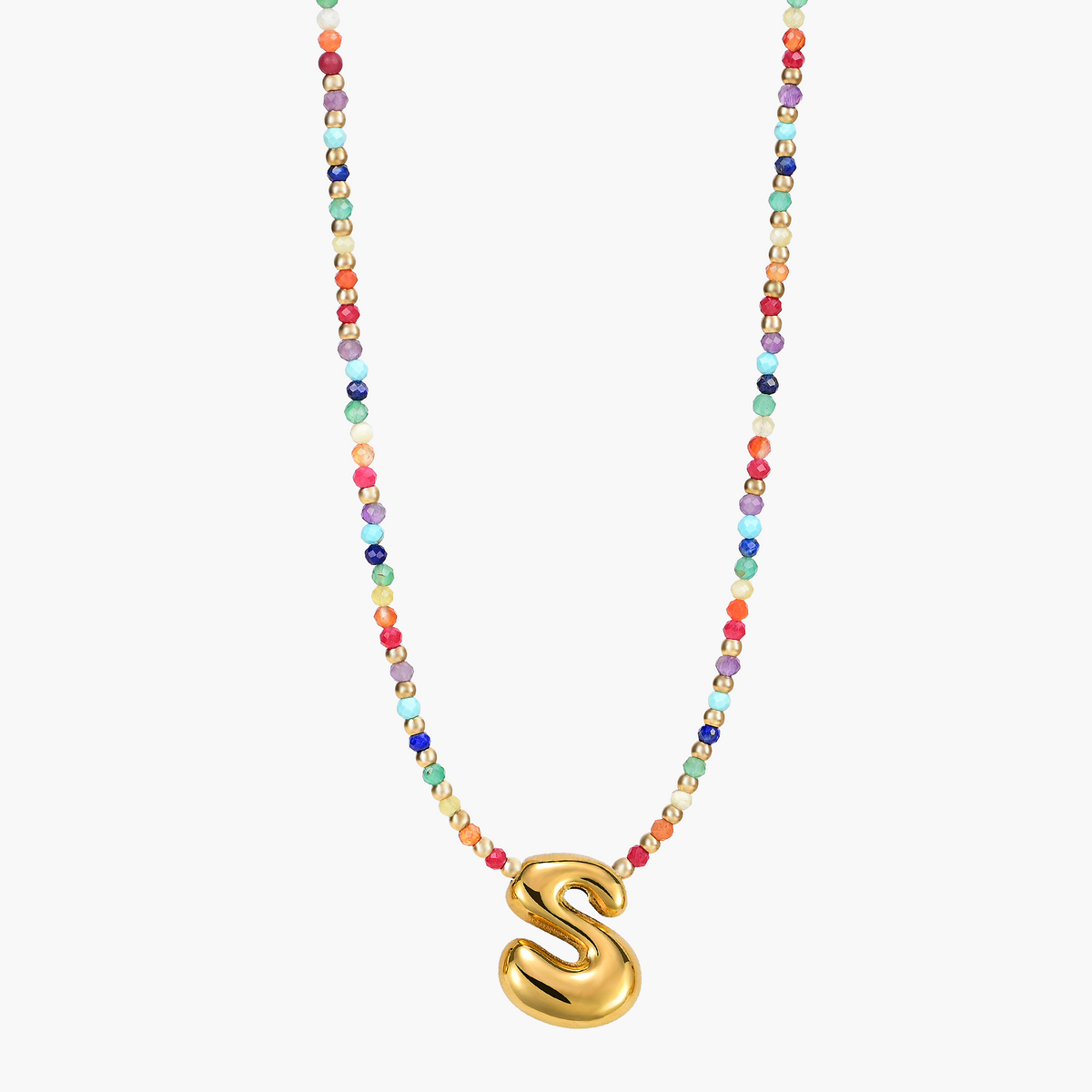 Collier Initial Bulle Arc-en-ciel