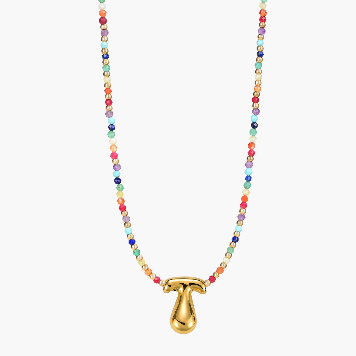 Collier Initial Bulle Arc-en-ciel