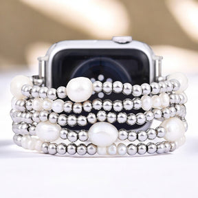 Bracelet extensible en perle et argent pour Apple Watch