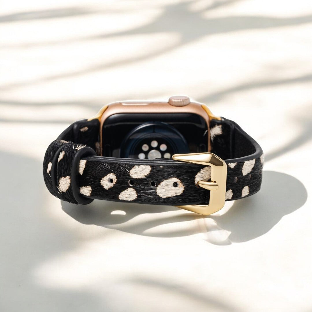 Bracelet Apple Watch en cuir Safari monochrome