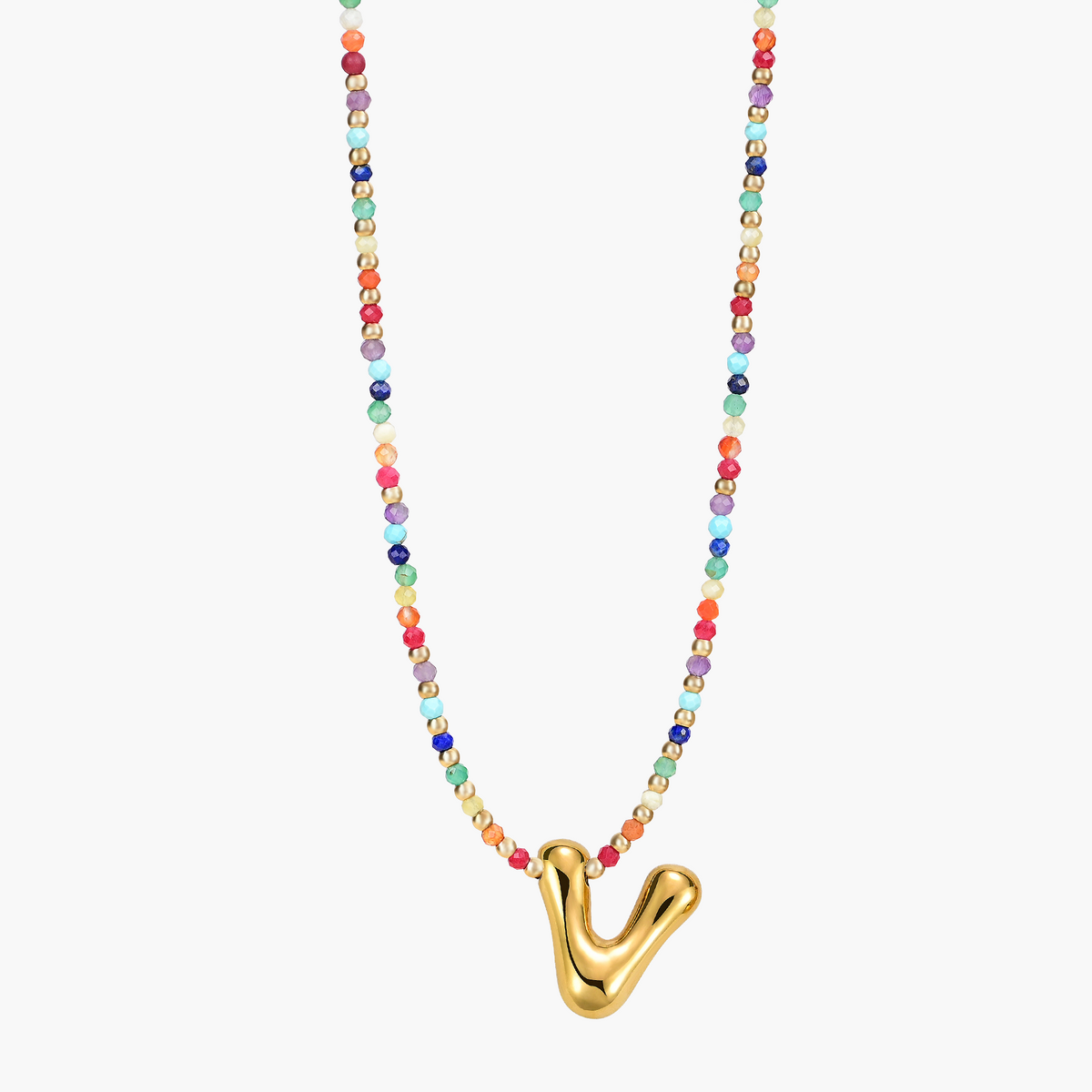 Collier Initial Bulle Arc-en-ciel