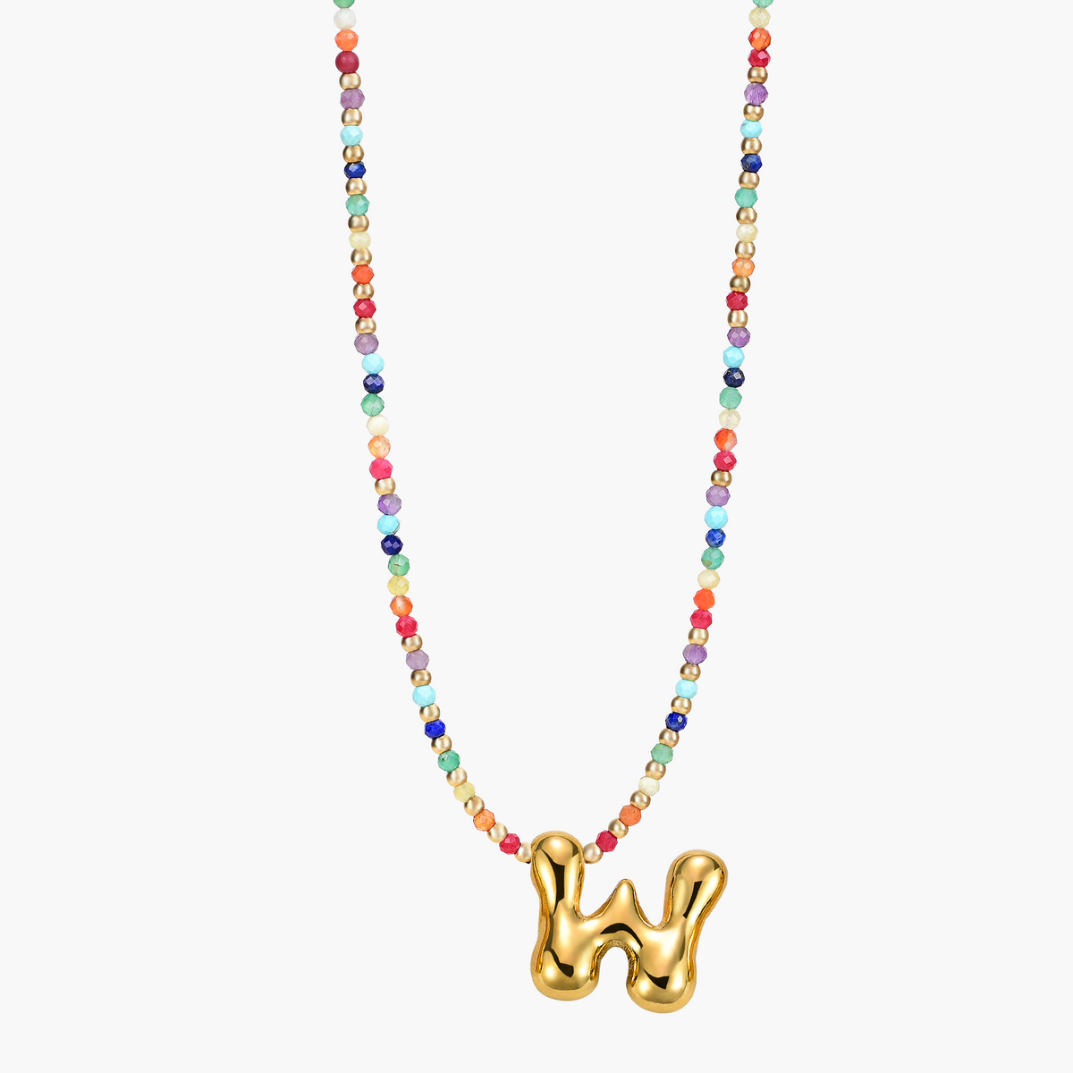 Collier Initial Bulle Arc-en-ciel