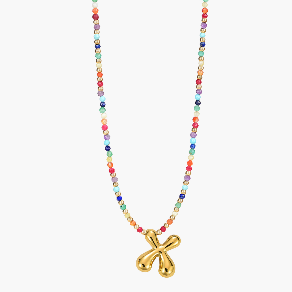 Collier Initial Bulle Arc-en-ciel