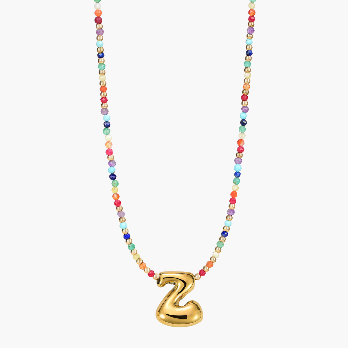 Collier Initial Bulle Arc-en-ciel