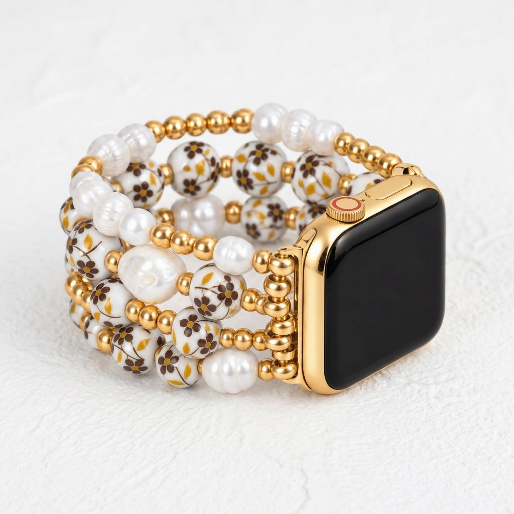 Bracelet Apple Watch Porcelain Garden Golden Meadow