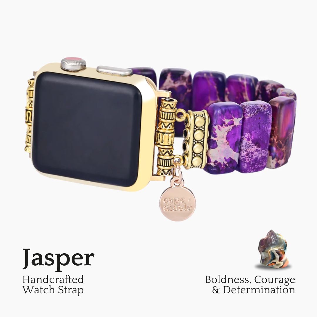 Bracelet Apple Watch extensible en jaspe tibétain indigo