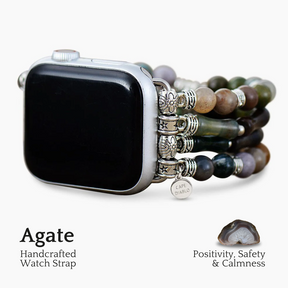 Bracelet de montre Apple extensible en agate vintage